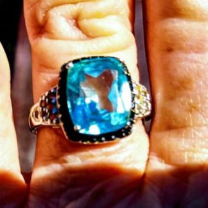 Sterling Silver Blue Topaz And Black Spinel gemsto